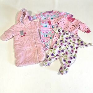 Baby Girl Bunting & Pajamas Bundle size 3-6 months